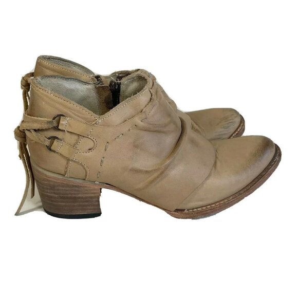 Freebird by Steven Women Sandi Leather Ankle Bootie Heels Brown Size 7 Boho Zip - Picture 1 of 10